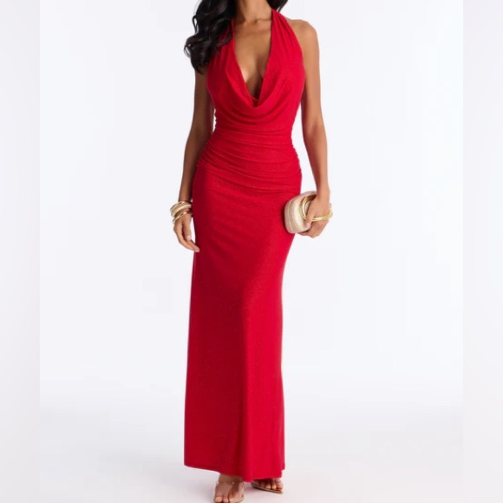 NEW Elegant Red Halter Dress